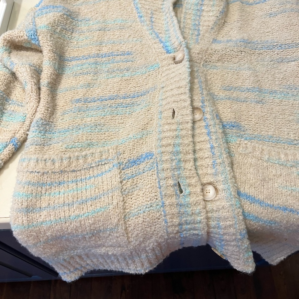 Pilcro Beige and Light Blue Cardigan